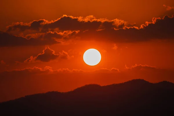 Rode Zonsondergang Bergen Van Myanmar — Stockfoto
