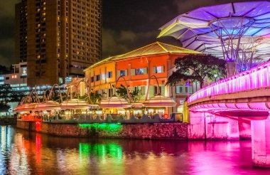 view to Clarke Quay at nighttime, Singapore