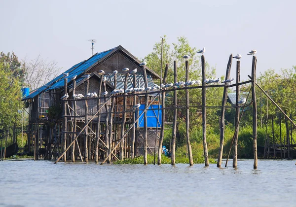Houses Piles Floating Village Lake Inle — Stock Photo, Image