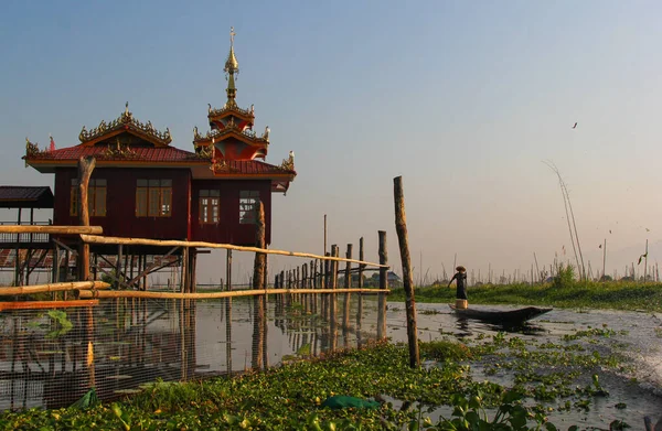 Famous Fishermen Inle Lake Myanma Working Sunrise — Stock Photo, Image