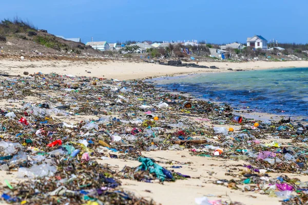 Huge Amount Plastic Trash Washed Ashore Asian Countries Problem 21St — Stock Photo, Image