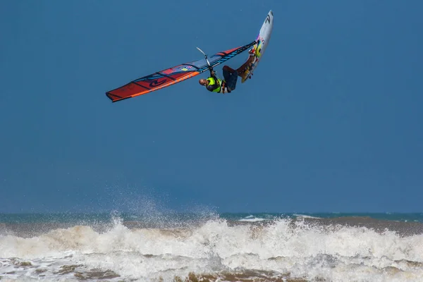 Marruecos Essaouira Moulay Buzerktoun Mayo 2016 Tour Americano Windsurf Windsurfer Imagen de archivo