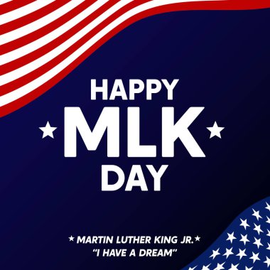 Mutlu Mlk Günü, Martin Luther King Jr., Bir Hayalim Var, Amerikan Dalgalanan Bayrak Vektörü Bayrağı