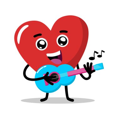 Sevimli karakter, gitar çalmayı ve şarkı söylemeyi sever. düz dizayn