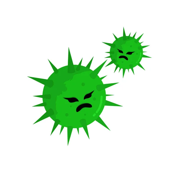 Diseño Plano Carácter Vectorial Virus Coronavirus Con Cara Maligna Peligro — Vector de stock