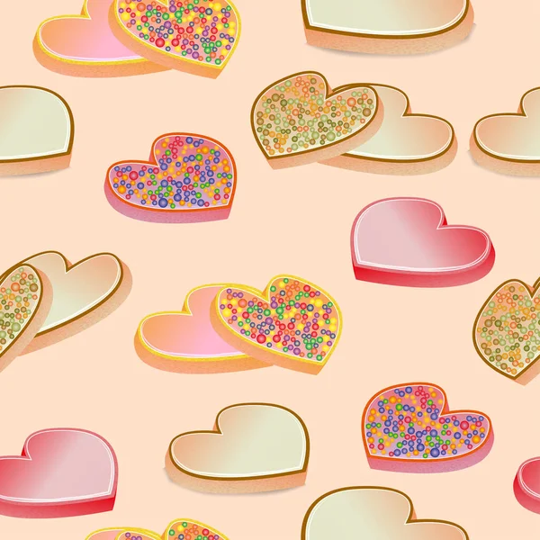 Seamless background with Happy Valentine's day cookies — 스톡 벡터