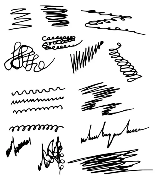 Uma coleção de arranhões com linhas finas. Projeto vetorial de fundo Grunge. Doodle vetorial —  Vetores de Stock