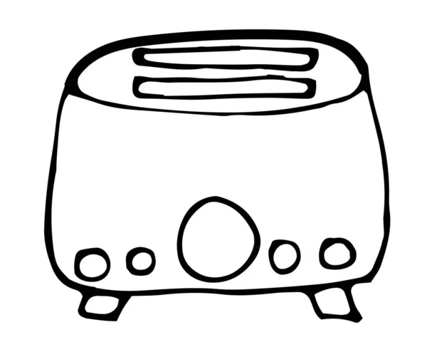 Toaster esboço vetor doodle ilustração isolada no fundo branco. desenhado à mão . — Vetor de Stock