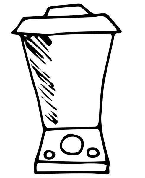 Blanco y negro mano dibujar licuadora eléctrica aislada sobre fondo blanco, doodle diseño de ilustración — Vector de stock