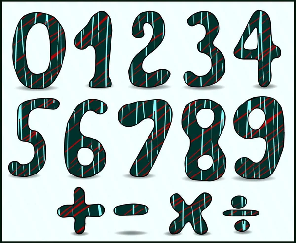 Numéros de style calligraphie dessinés à la main. Eléments vectoriels de gabarit de conception isolés dessinés à la main . — Image vectorielle
