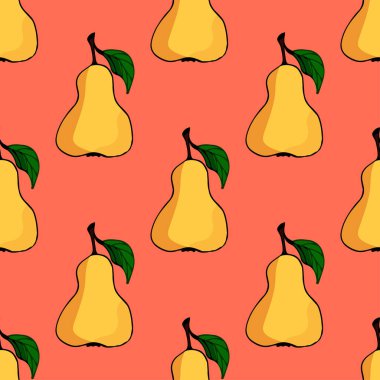 Armut armudu desenli. El çizimi yaratıcı armut vektör arka planı. Karalama ile yaz illüstrasyonu