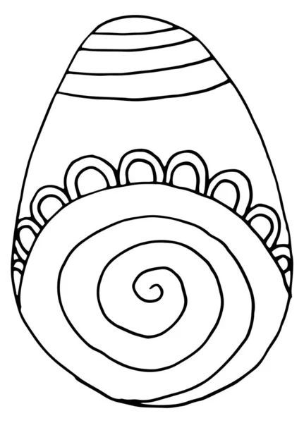 Huevo de Pascua blanco y negro decorativo. Ilustración vectorial. Huevo festivo para colorear. Ilustración vectorial dibujada en estilo doodle . — Archivo Imágenes Vectoriales