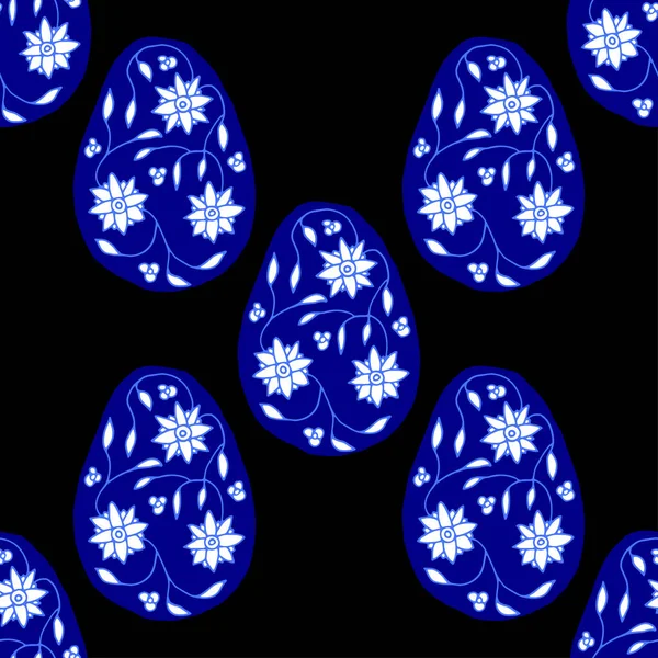 Hermoso patrón sin costuras. Feliz Pascua. Huevo de Pascua con un patrón lindo. Ilustración de stock vectorial dibujada en estilo doodle . — Archivo Imágenes Vectoriales