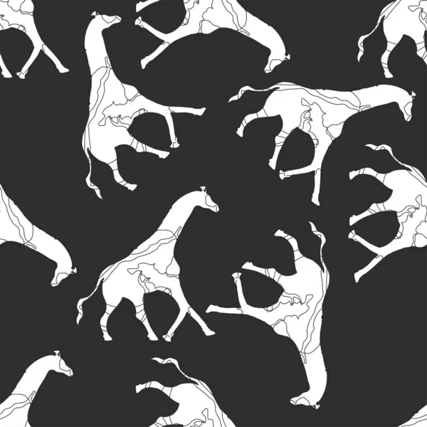 Zürafa siluetinde kusursuz desen. Güzel bir arkaplanda vektör el çizimi.