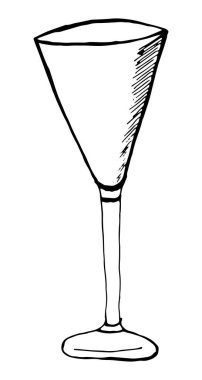 Tabaklar, barlar, restoranlar. İzole vektör çizimi. Güzel el yapımı şarap kadehi..