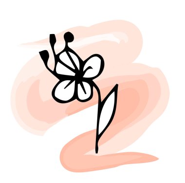 El yapımı çiçek. Elle çizilmiş vektör stok çizimi.