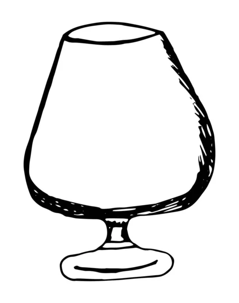 Dishes for a bar, restaurant. Isolated vector illustration Beautiful hand-drawn glass for Vitsky, brandy. — 스톡 벡터