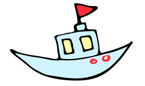 Illustrazione vettoriale disegnata a mano di baby boat per icona. Modello di colore per il design . — Vettoriale Stock
