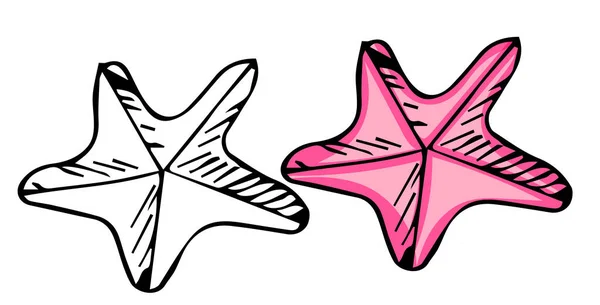 Editable estrella de mar icono de color, aislado sobre fondo blanco, vector garabato — Vector de stock