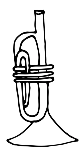 Vector hand drawn illustration of trumpet. — 스톡 벡터