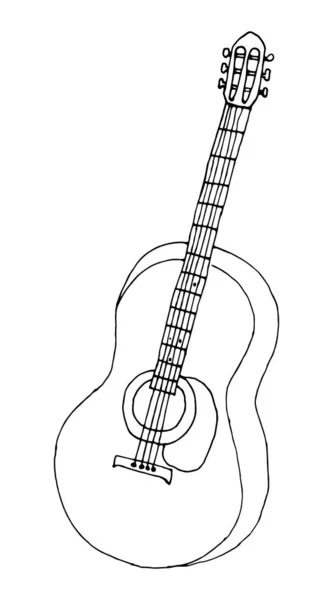 Vector illustration Hand drawn doodle of a classical guitar. — 스톡 벡터