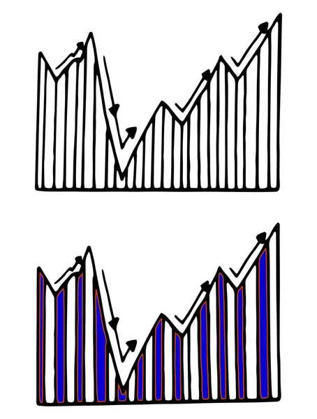 Trendige handgezeichnete Vektorbalkendiagramm-Koordinate Netz design.Vektor-Abbildung isoliert auf weißem Hintergrund. — Stockvektor