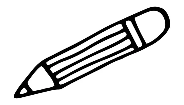 Lápis Doodle Icon Vector Design simples e elegante. Ilustração plana vetorial desenhada à mão — Vetor de Stock