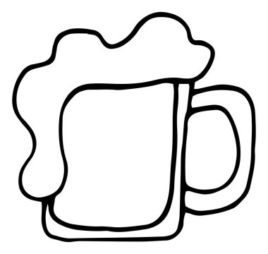 Aziz Patrick Günü için bir kupa yeşil bira. El çizimi vektör illüstrasyonu