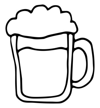 Aziz Patrick Günü için bir kupa yeşil bira. El çizimi vektör illüstrasyonu