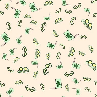 St. Patrick's Day seamless pattern with clover, branch, and quatrefoil.