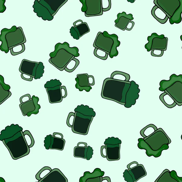 Seamless background with beer for St. Patrick's day. — 스톡 벡터