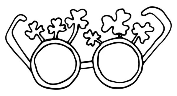 Lunettes de jour St Patrick avec trèfle. Illustration vectorielle dessinée à la main — Image vectorielle