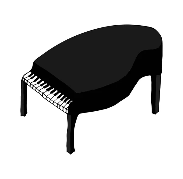 Gestileerde Piano Muziekinstrument Grafieken Vrijstaande Tekening Vector Illustratie Doodle Stijl — Stockvector