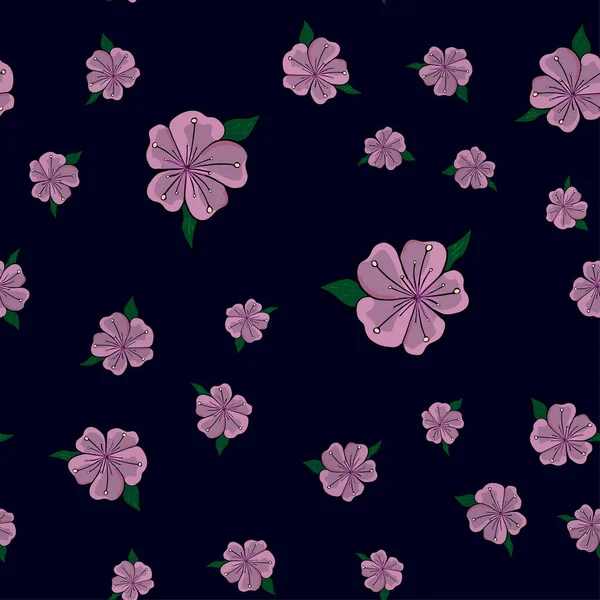 Χαριτωμένο Μοτίβο Ένα Μικρό Λουλούδι Ροζ Λουλούδια Σακούρα Ανθισμένα Γιαπωνέζικα — Διανυσματικό Αρχείο