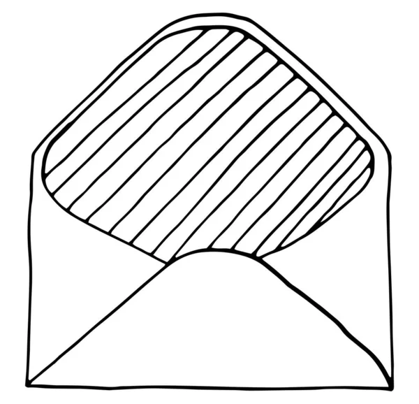 Illustration Vectorielle Isolée Une Enveloppe Vintage Croquis Linéaire Dessiné Main — Image vectorielle