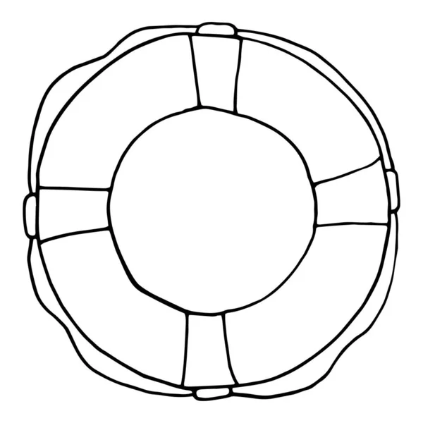 Handhållen Bild Livbåt Temat Sjöresor Teckning Livlinan Målad Med Penna — Stock vektor
