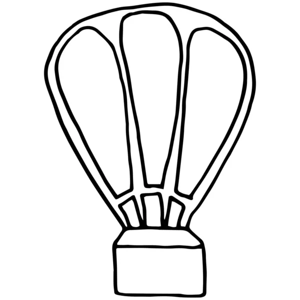 热空气气球矢量标志设计模板 复古飞艇或运输图像 白色背景的印刷 移动和信息图形的矢量草图说明 — 图库矢量图片