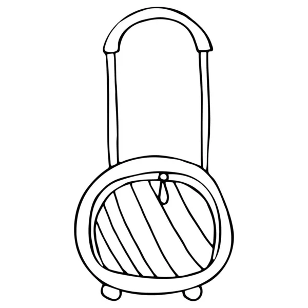 Ручной Эскиз Чемодана Черном Белом Фоне Детальный Винтажный Стиль Рисования — стоковый вектор