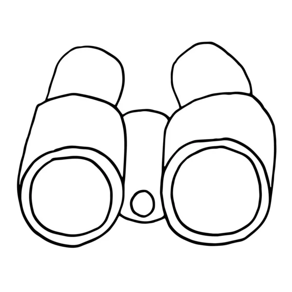 Handgetekende Verrekijker Omtrek Doodle Icoon Optische Spionage Apparatuur Zoeken Kijken — Stockvector