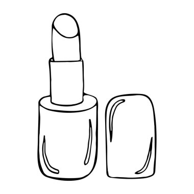 Vektör el, ruj çizilmiş karalama simgesi. Beyaz arkaplanda izole edilmiş baskı, web, mobil ve bilgi grafikleri için ruj çizimi çizimi.