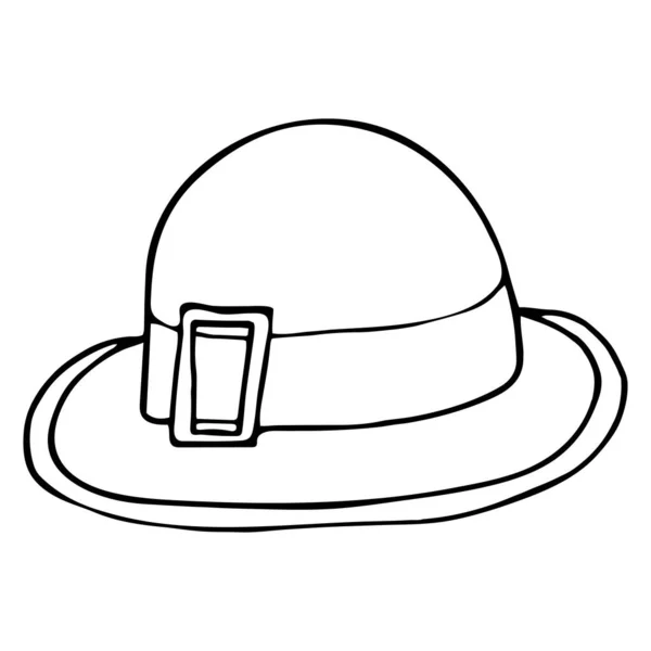 Chapeau Rétro Féminin Sur Fond Blanc Illustration Vectorielle Contour Caniche — Image vectorielle