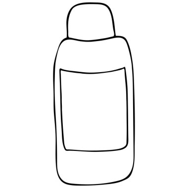 Kozmetik kremi. Doodle tarzında vektör çizimi. Yaz temalı basit bir siyah beyaz resim. Beyaz bir arka planda izole edilmiş. Tasarım ve dekor elementi.