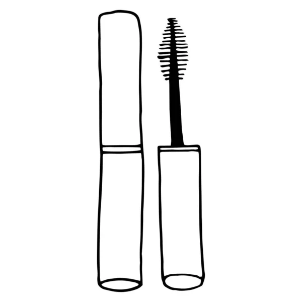 Mascara Mascara Brush Isolated White Background Hand Drawn Simple Vector — Stock Vector