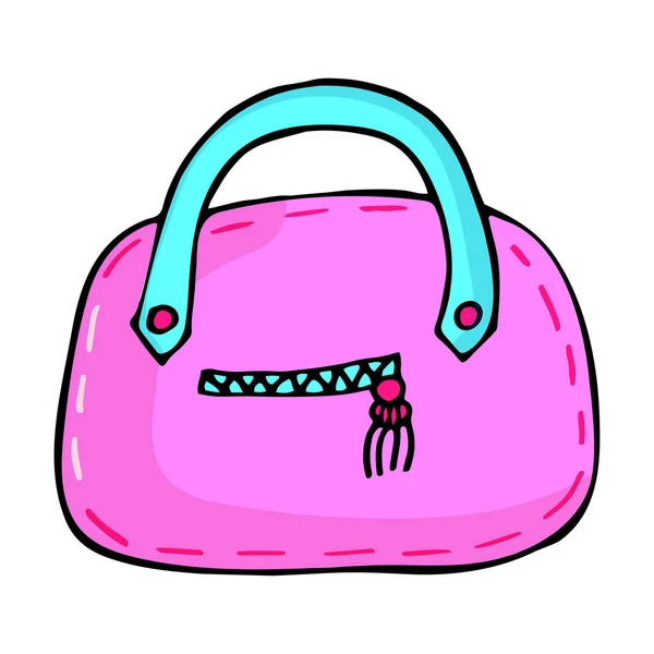 Lindo Bolso Rosa Moda Ilustración Vectorial Dibujado Mano Aislado Sobre — Vector de stock