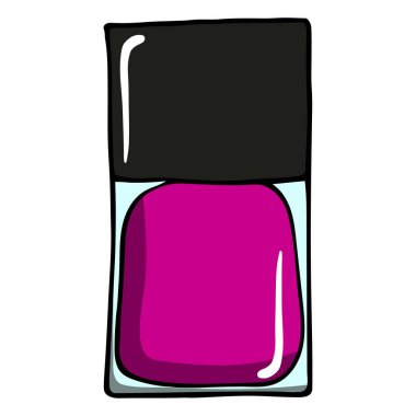 El yapımı oje şişesi. Moda illüstrasyonu. Güzellik çizimi. Vektör illüstrasyonu