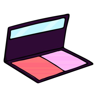 Göz farı paleti beyaz bir arkaplanda izole edilmiş. Çizgi film karalama tarzında basit bir el çizimi vektör çizimi. Yazdırma, poster, reklam, makyaj malzemesi.