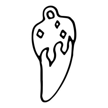 Hayvan dişli bir kolye. Boho tarzında sihirli tılsım. Kabile ve etnik süsler. İzole vektör çizimi. Dövme ve tasarım için uygun.