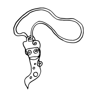 Hayvan dişli bir kolye. Boho tarzında sihirli tılsım. Kabile ve etnik süsler. İzole vektör çizimi. Dövme ve tasarım için uygun.