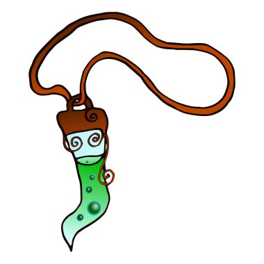 Hayvan dişli renkli bir kolye. Boho tarzında sihirli tılsım. Kabile ve etnik süsler. İzole vektör çizimi. Dövme ve tasarım için uygun.