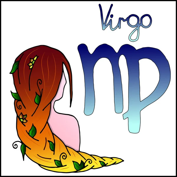 Signe Zodiaque Coloré Vierge Illustration Vectorielle Dessinée Main Isolée Sur — Image vectorielle